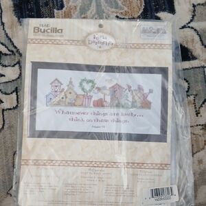 Bucilla Birdhouse Cross Stitch Kit with Pastel Hues